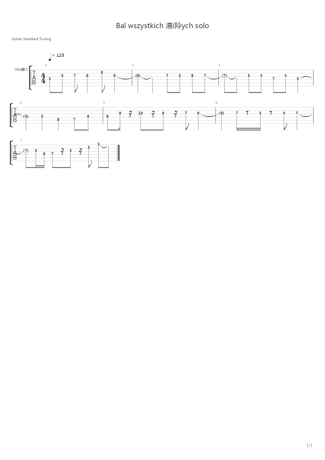 Bal Wszystkich Witych吉他谱