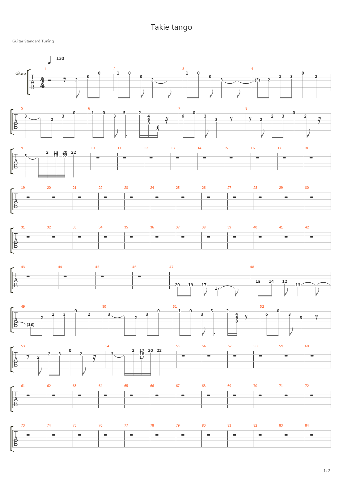 Takie Tango吉他谱