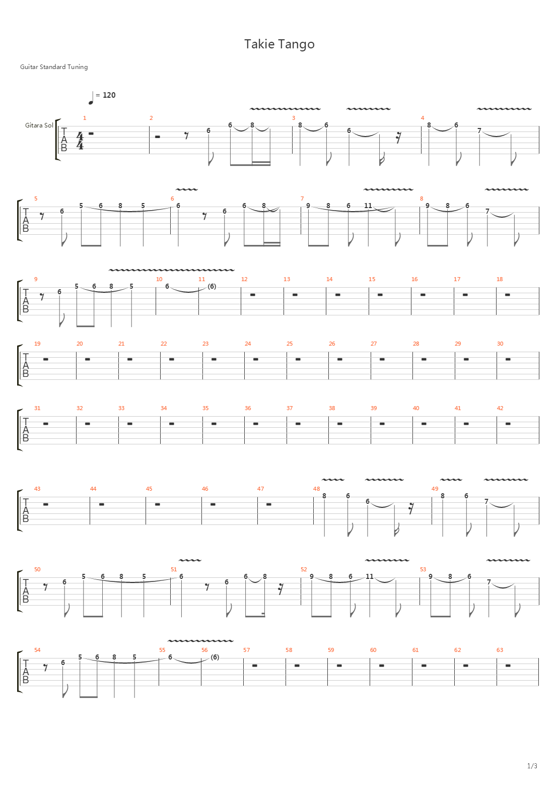 Takie Tango吉他谱