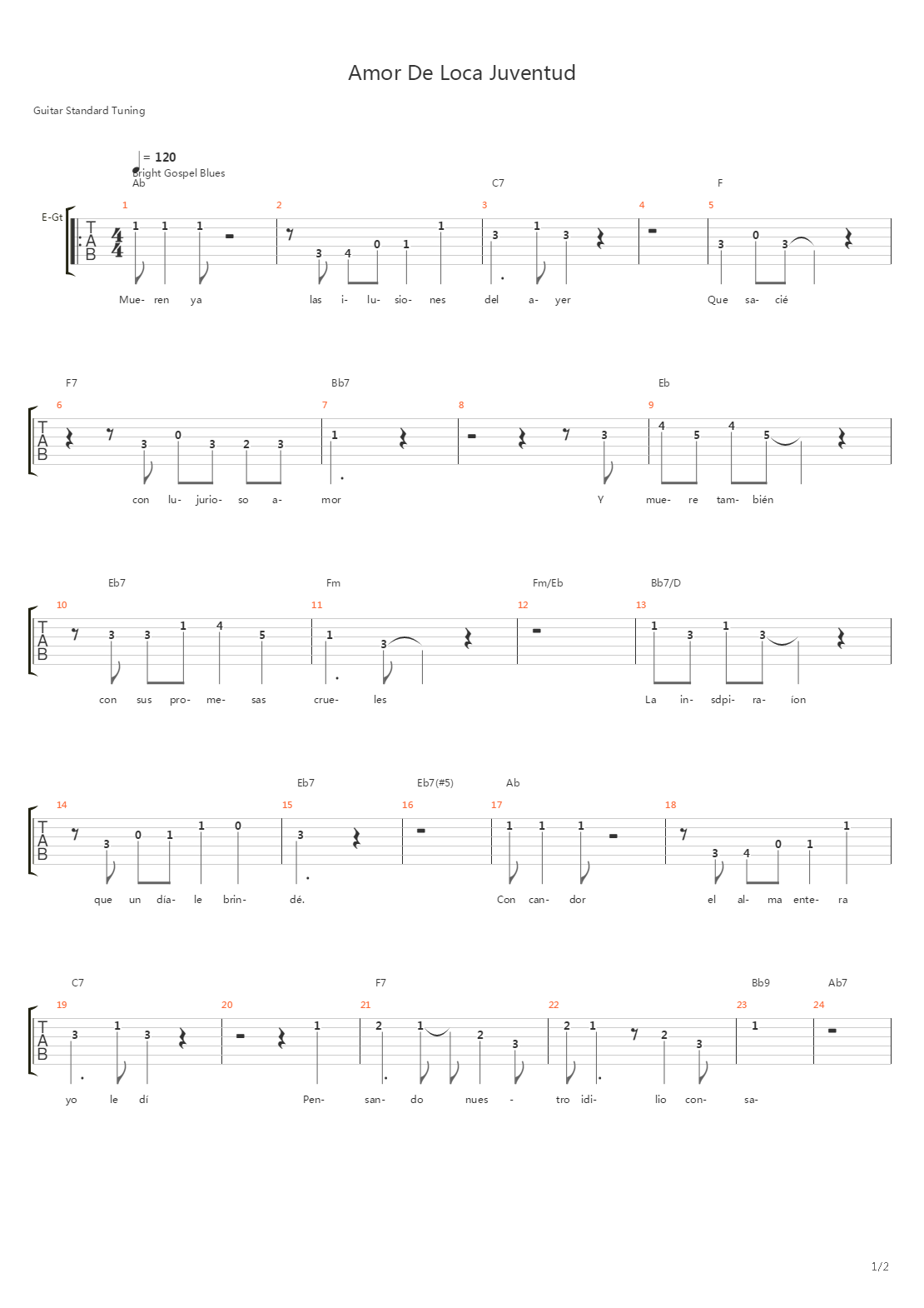 Amor De Loca Juventud吉他谱