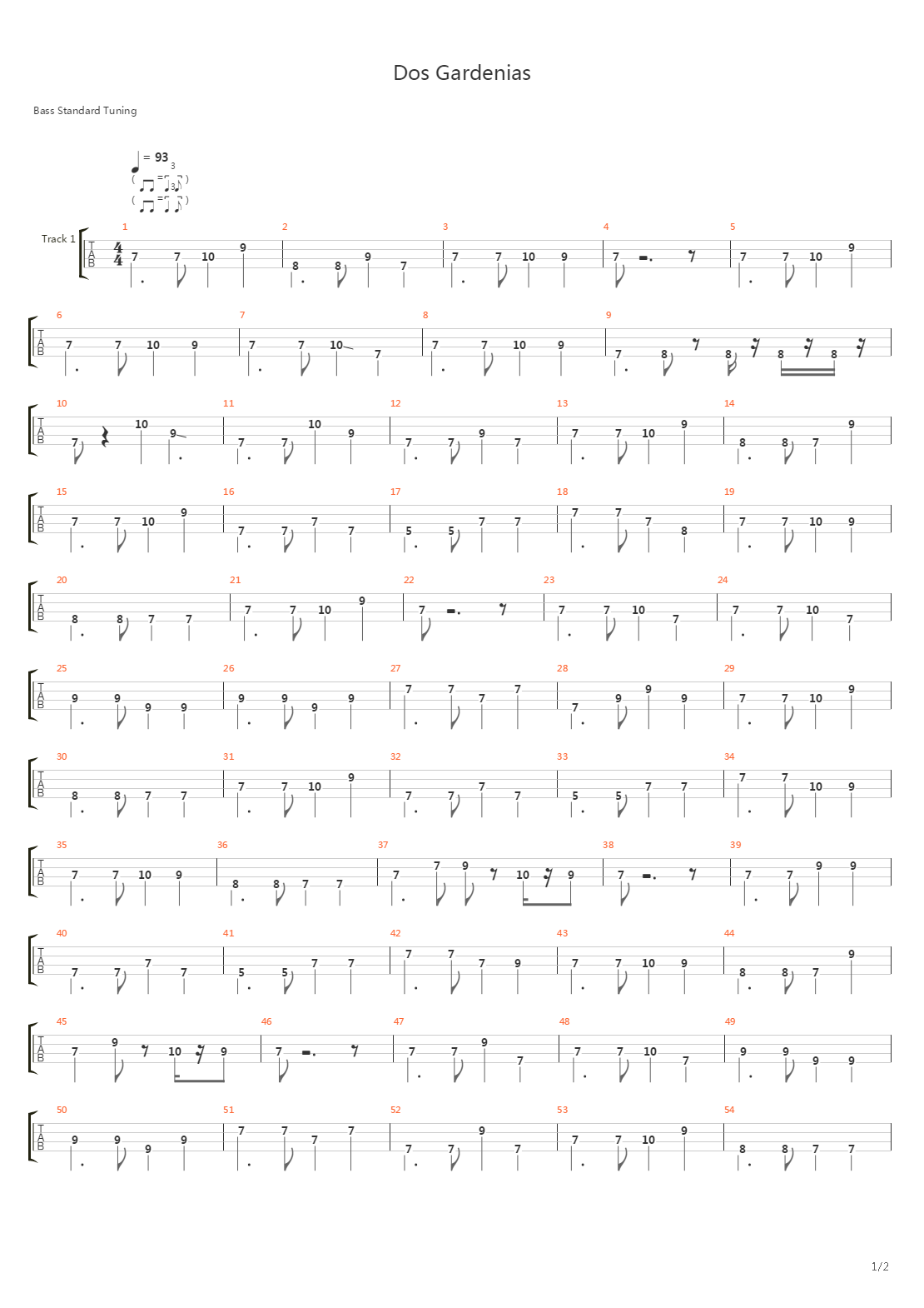 Dos Gardenias Bass吉他谱