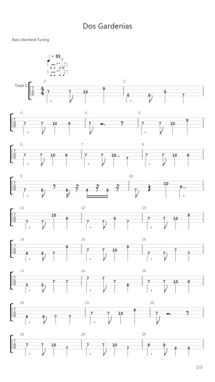 Dos Gardenias Bass吉他谱