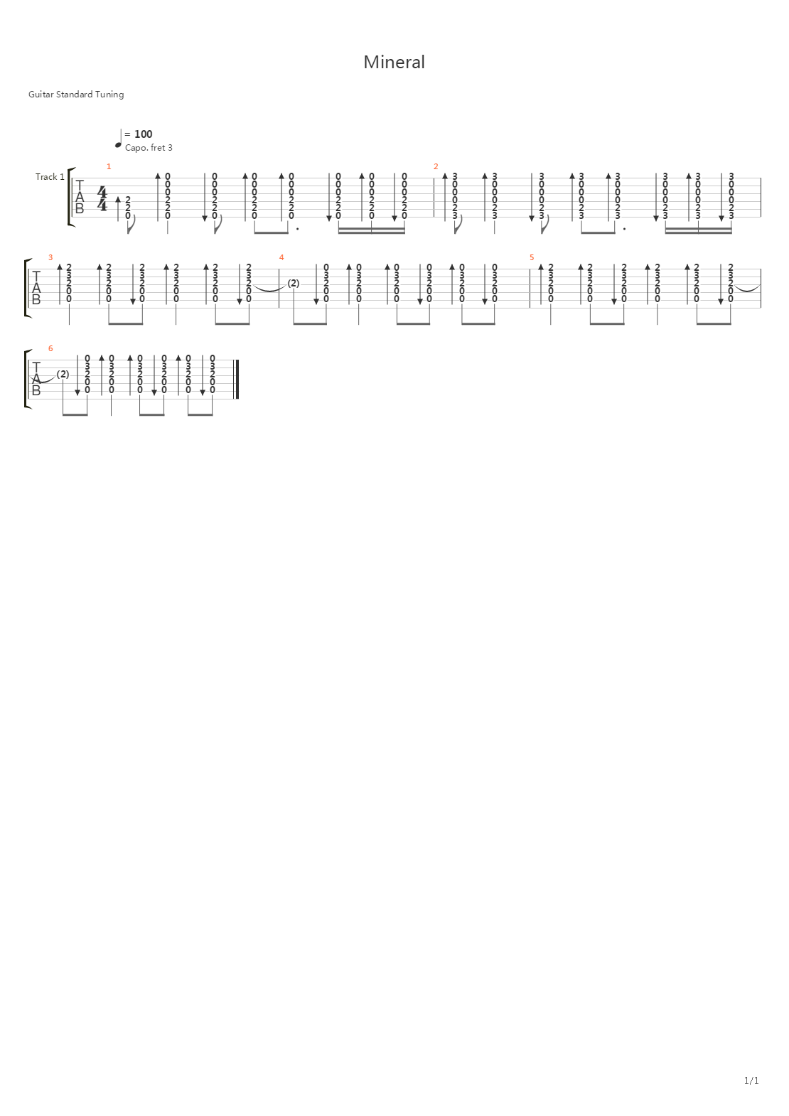 Mineral吉他谱