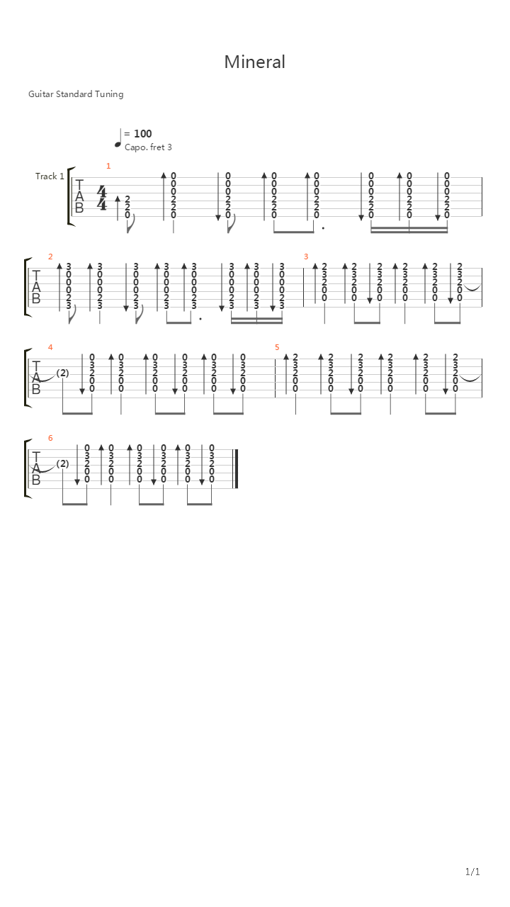 Mineral吉他谱
