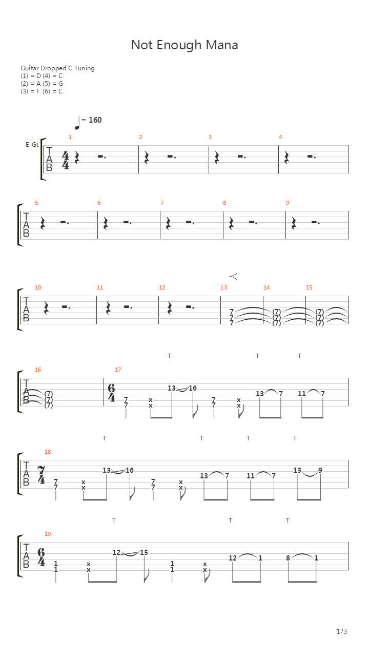 Not Enough Mana吉他谱