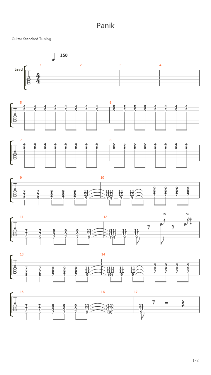 Panik吉他谱