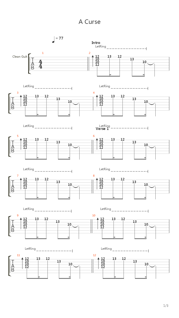 A Curse吉他谱