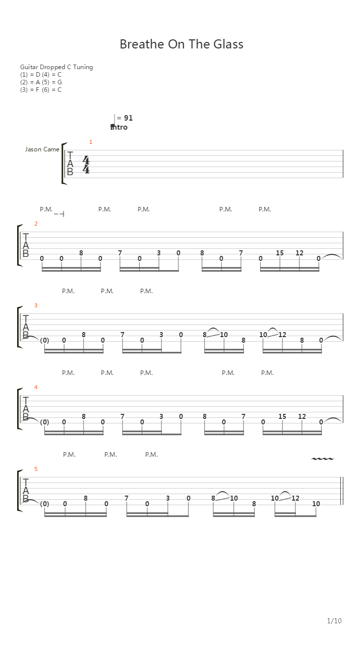 Breathe On The Glass吉他谱