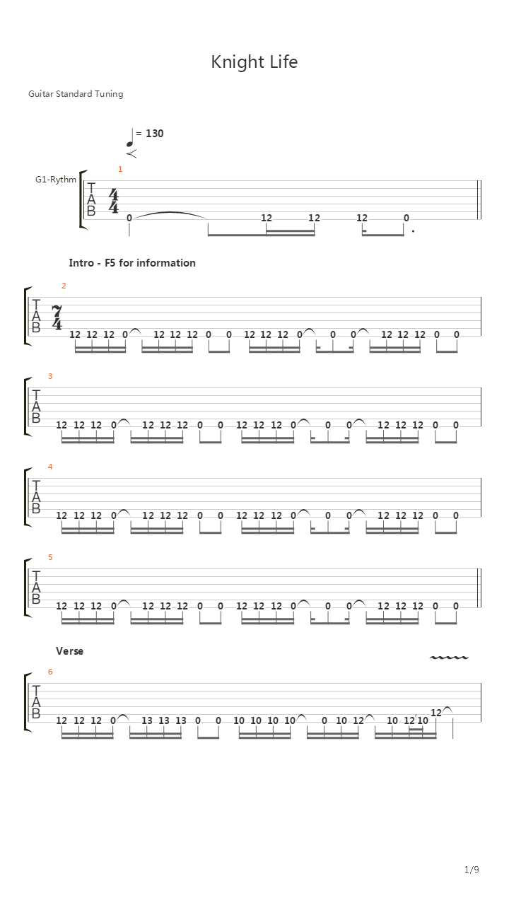 Knight Life吉他谱