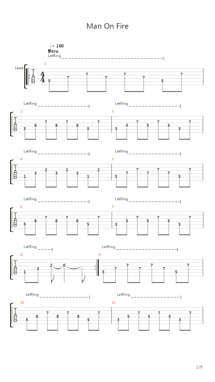 Man On Fire吉他谱