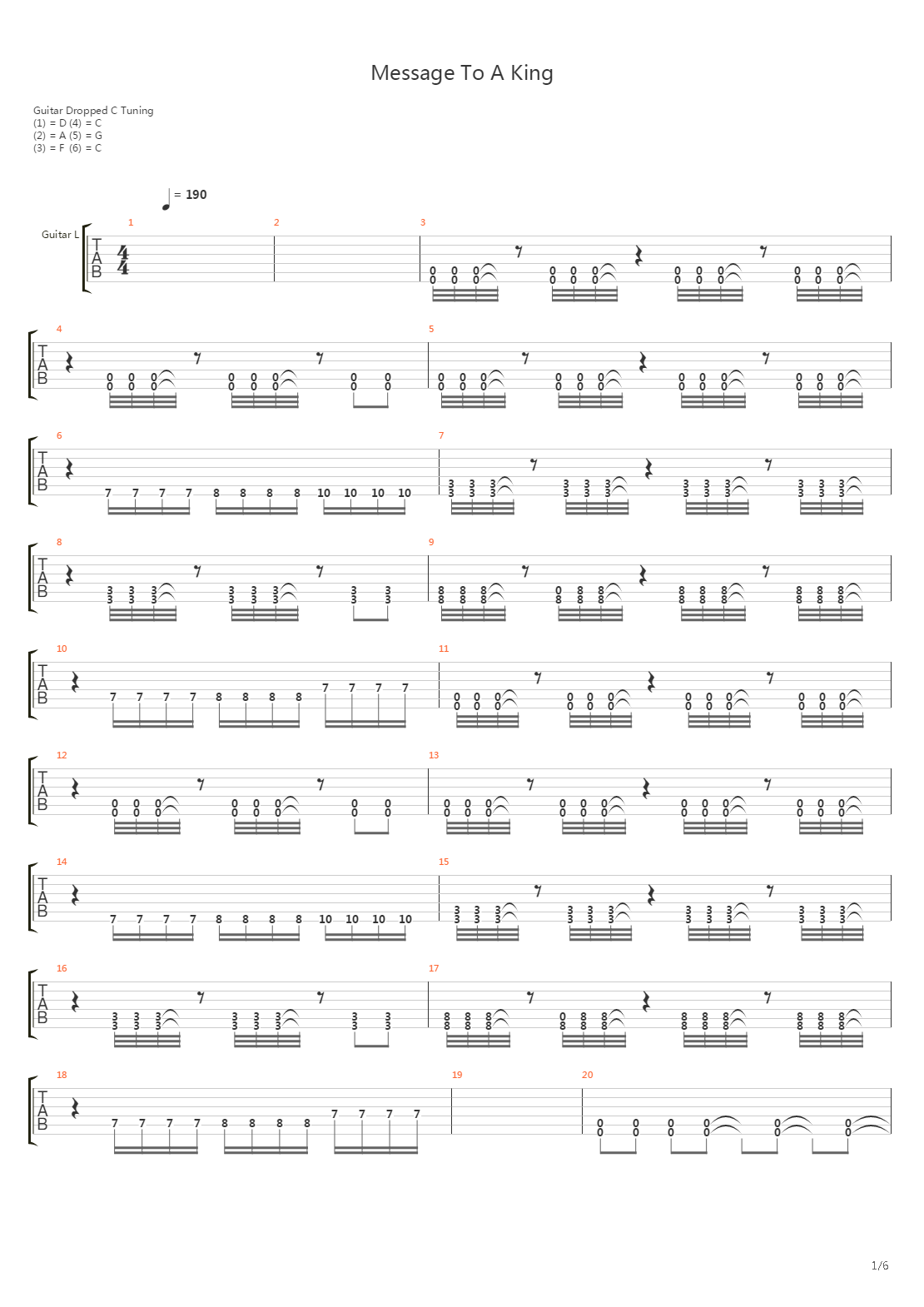 Message To A King吉他谱