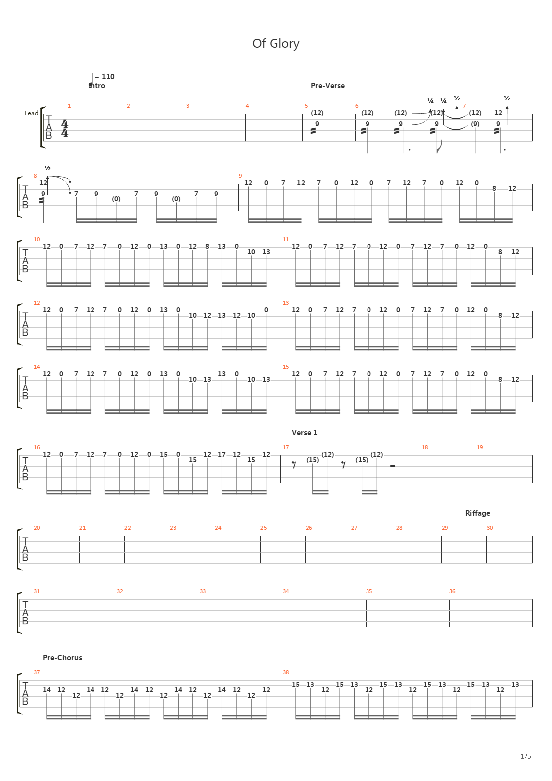 Of Glory吉他谱