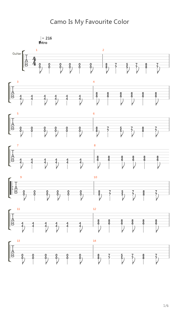 Cammo Is My Favorite Color吉他谱