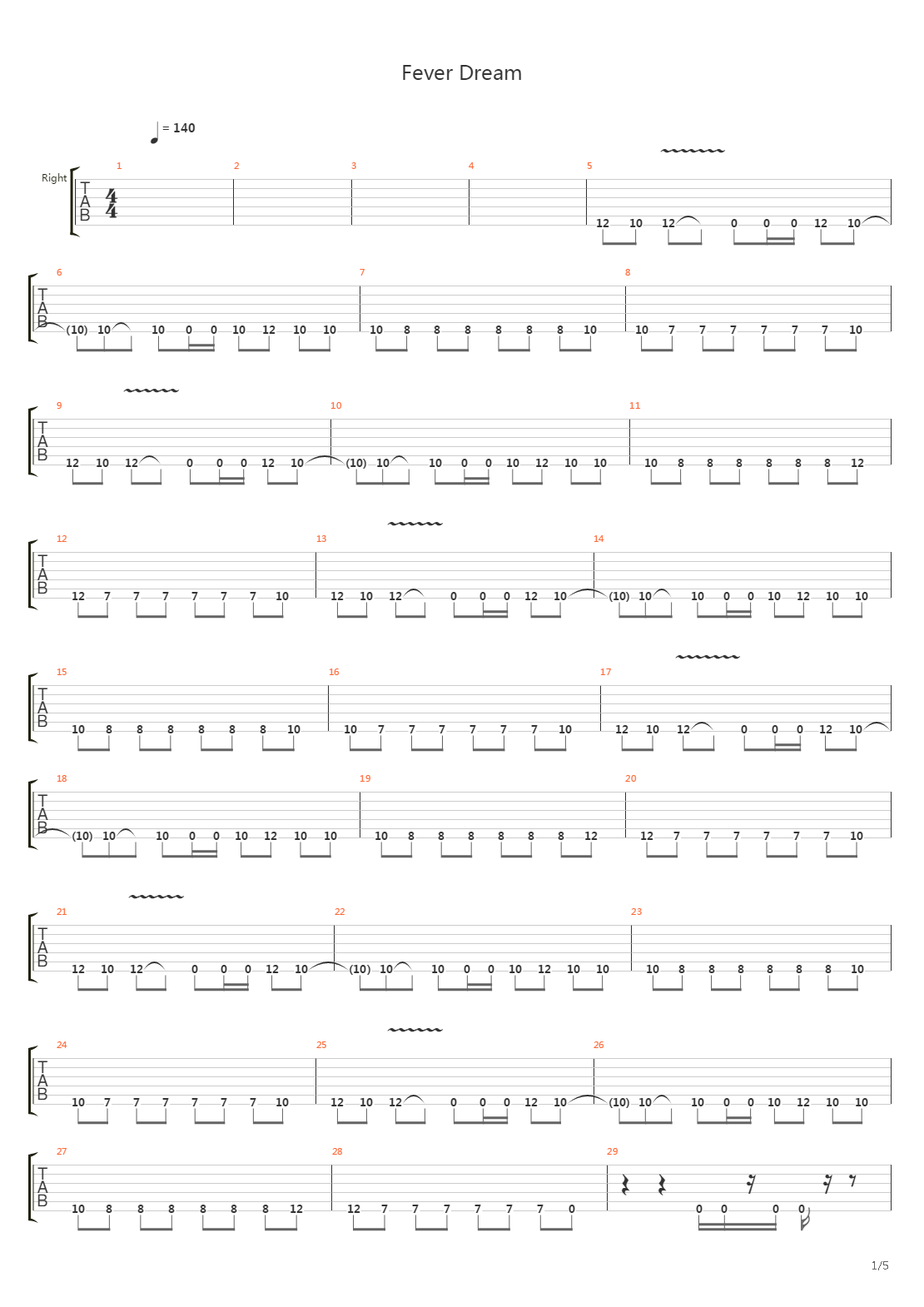 Fever Dream吉他谱