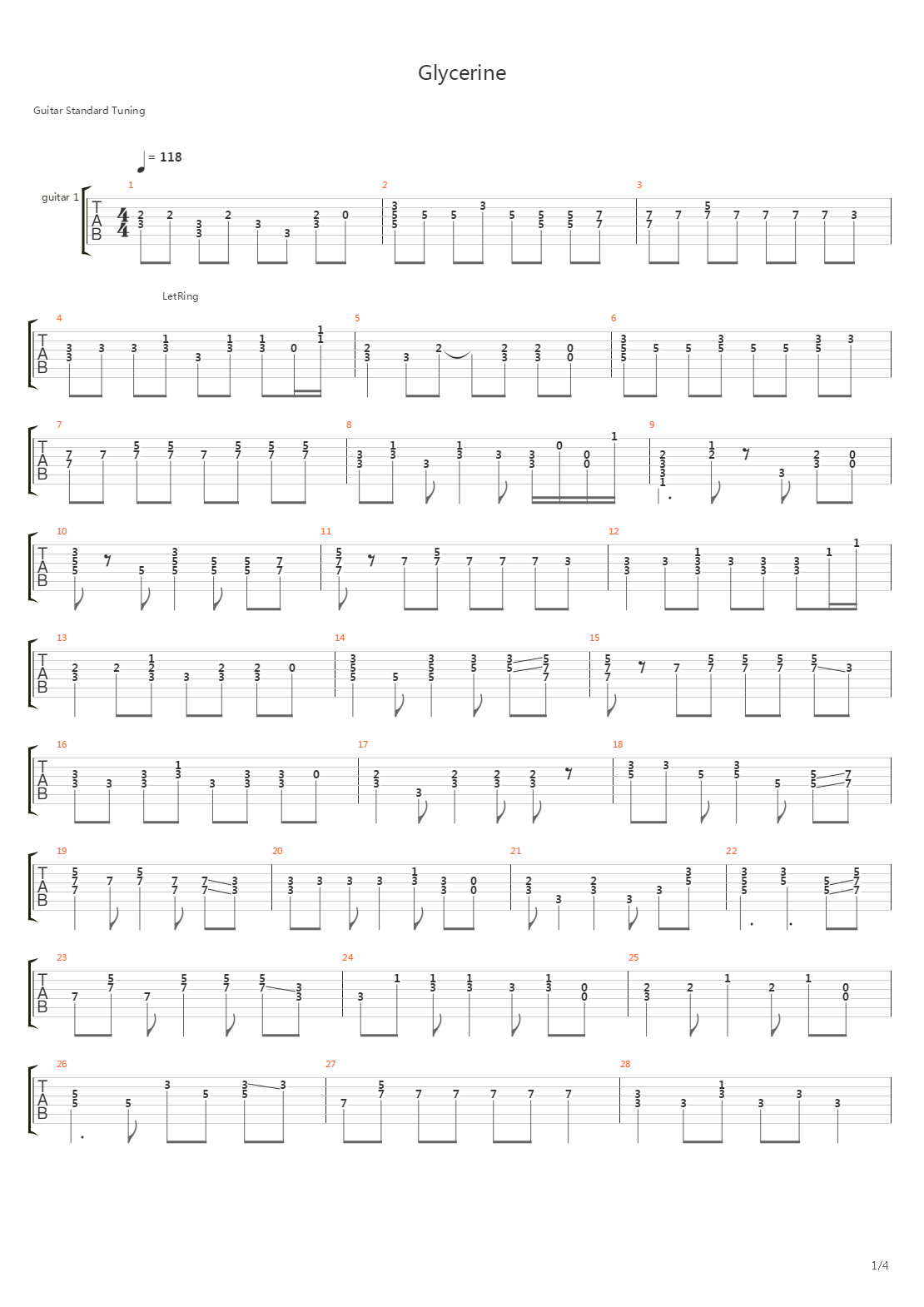 Glycerine吉他谱