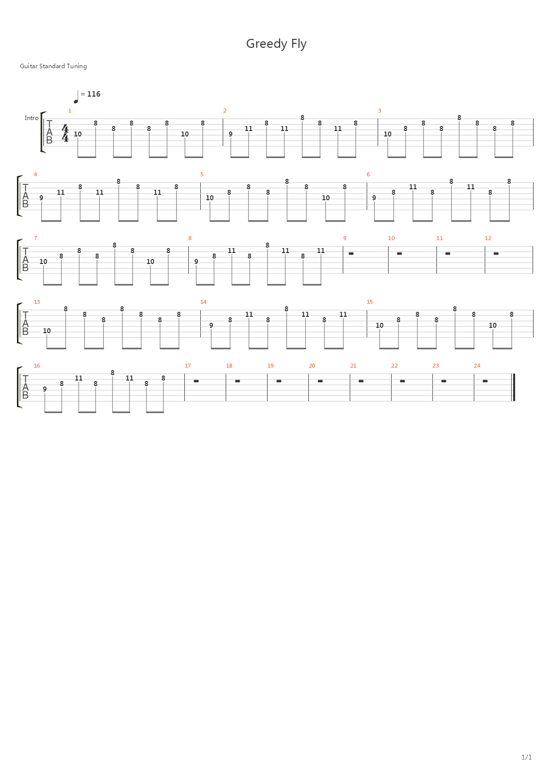Greedy Fly吉他谱