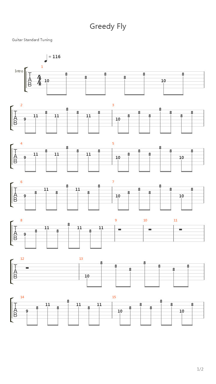 Greedy Fly吉他谱