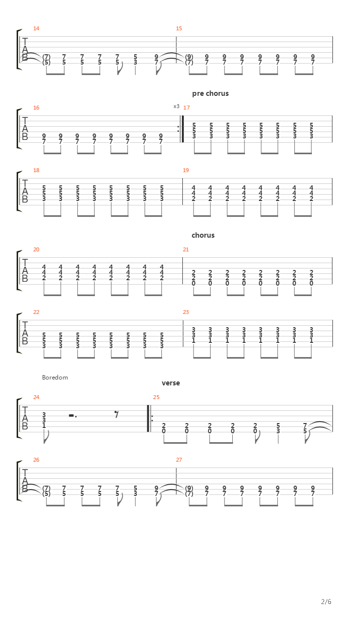 Boredom吉他谱