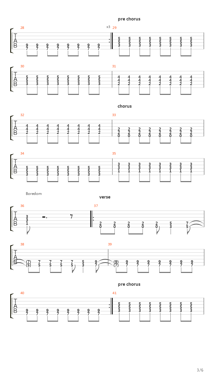 Boredom吉他谱