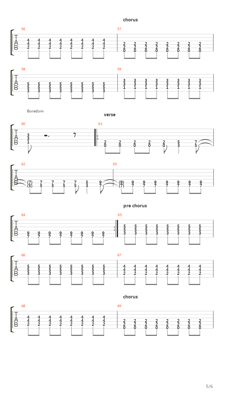 Boredom吉他谱