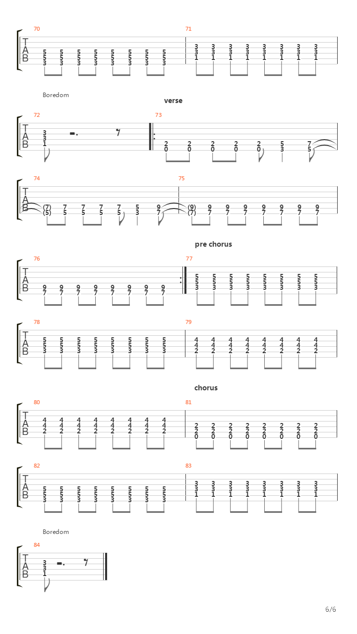 Boredom吉他谱