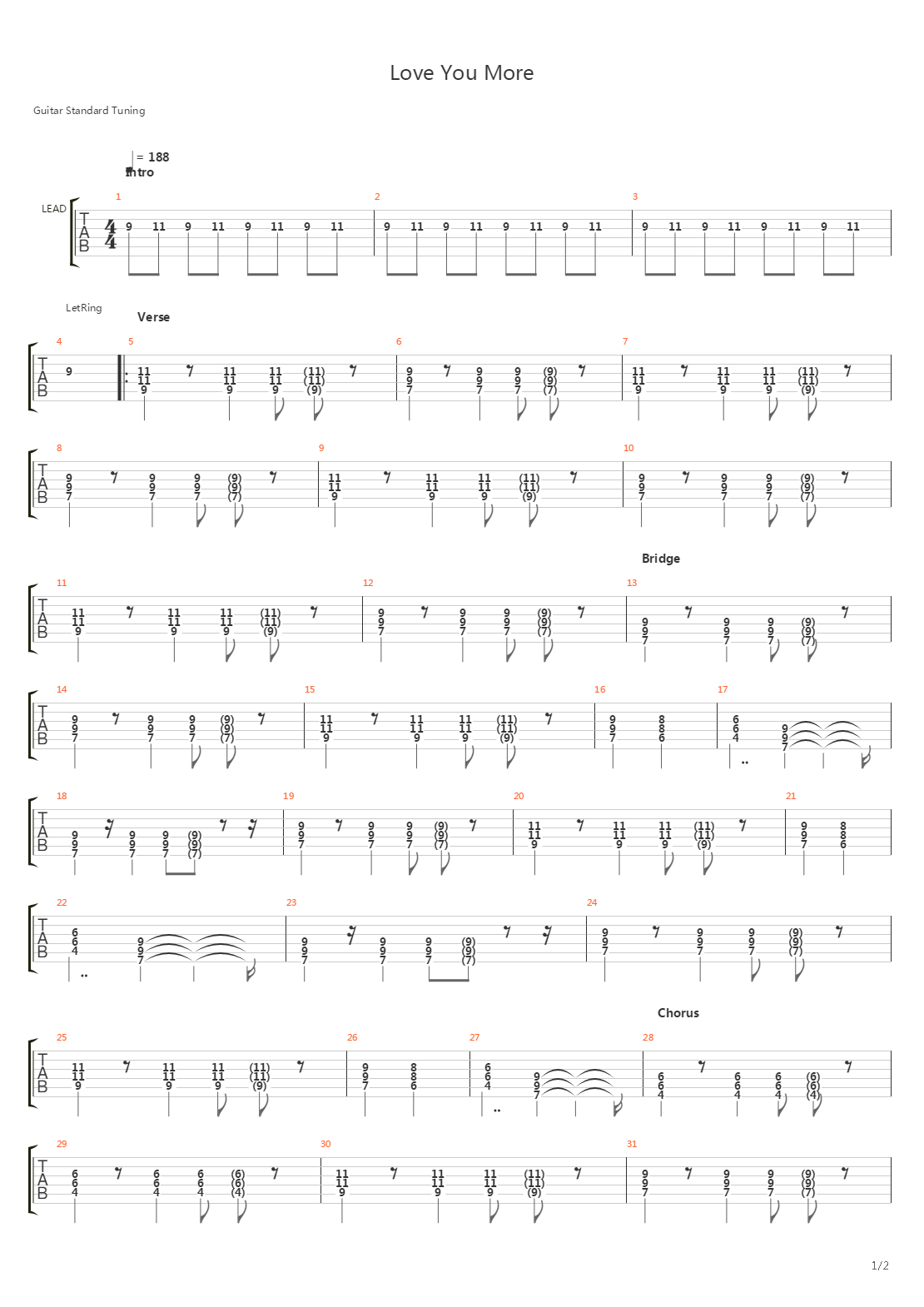 Love You More吉他谱