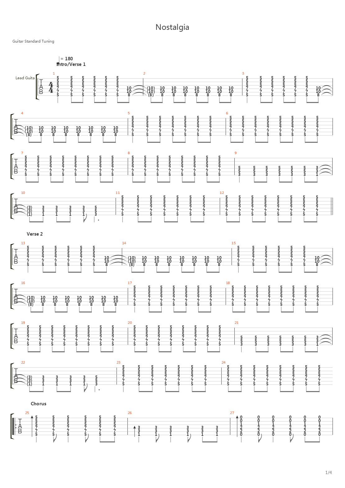 Nostalgia吉他谱