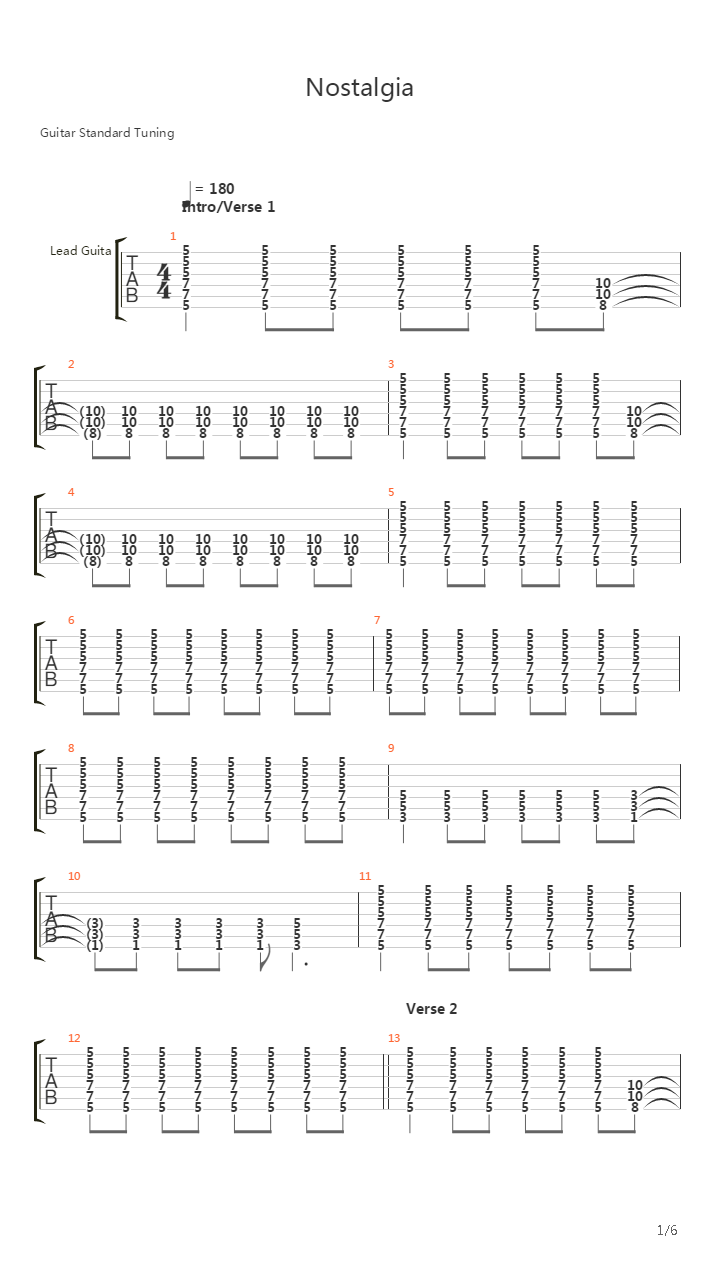 Nostalgia吉他谱