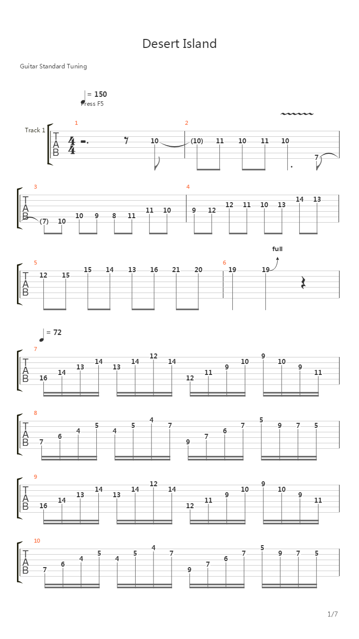 Desert Island吉他谱