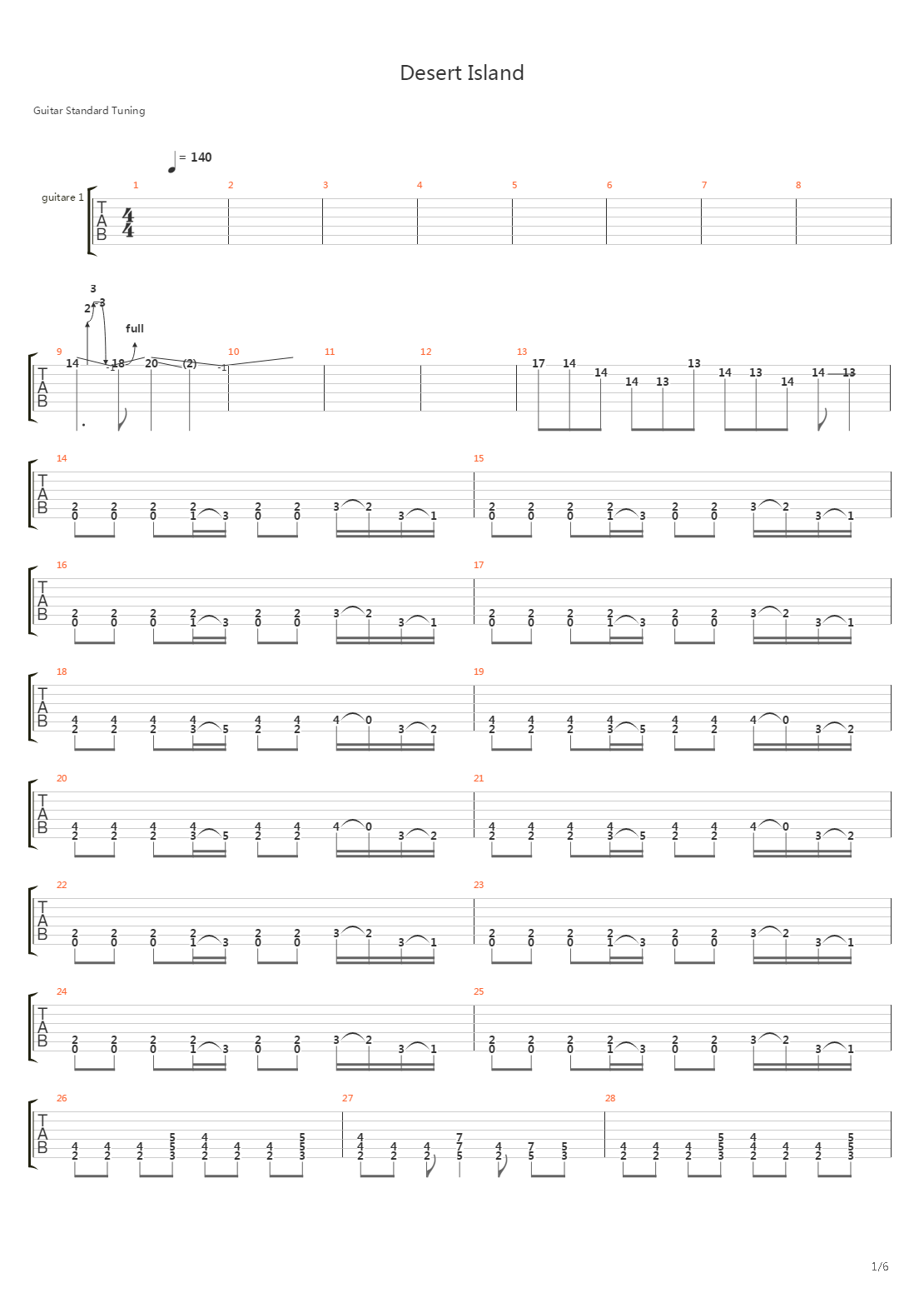 desertisland吉他谱图片
