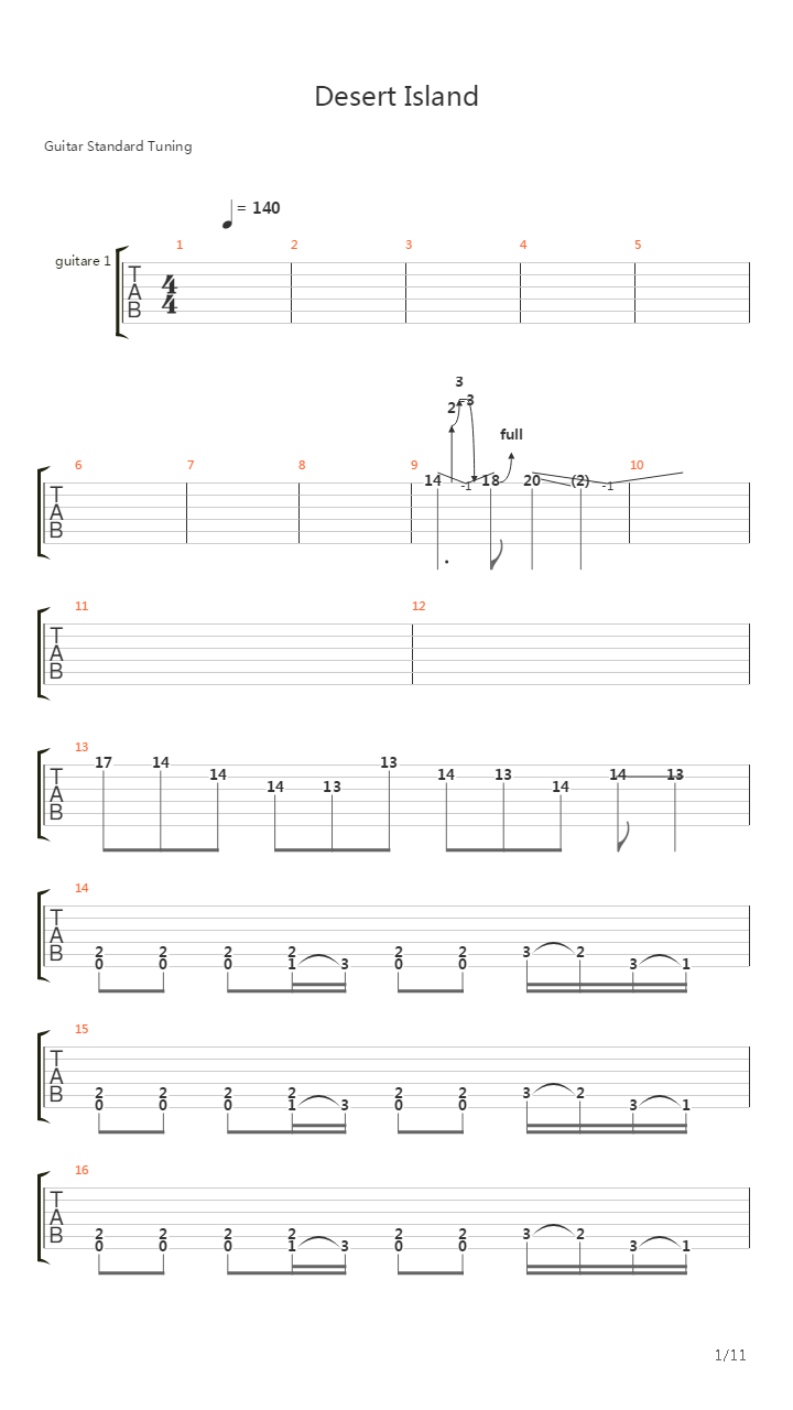 Desert Island吉他谱