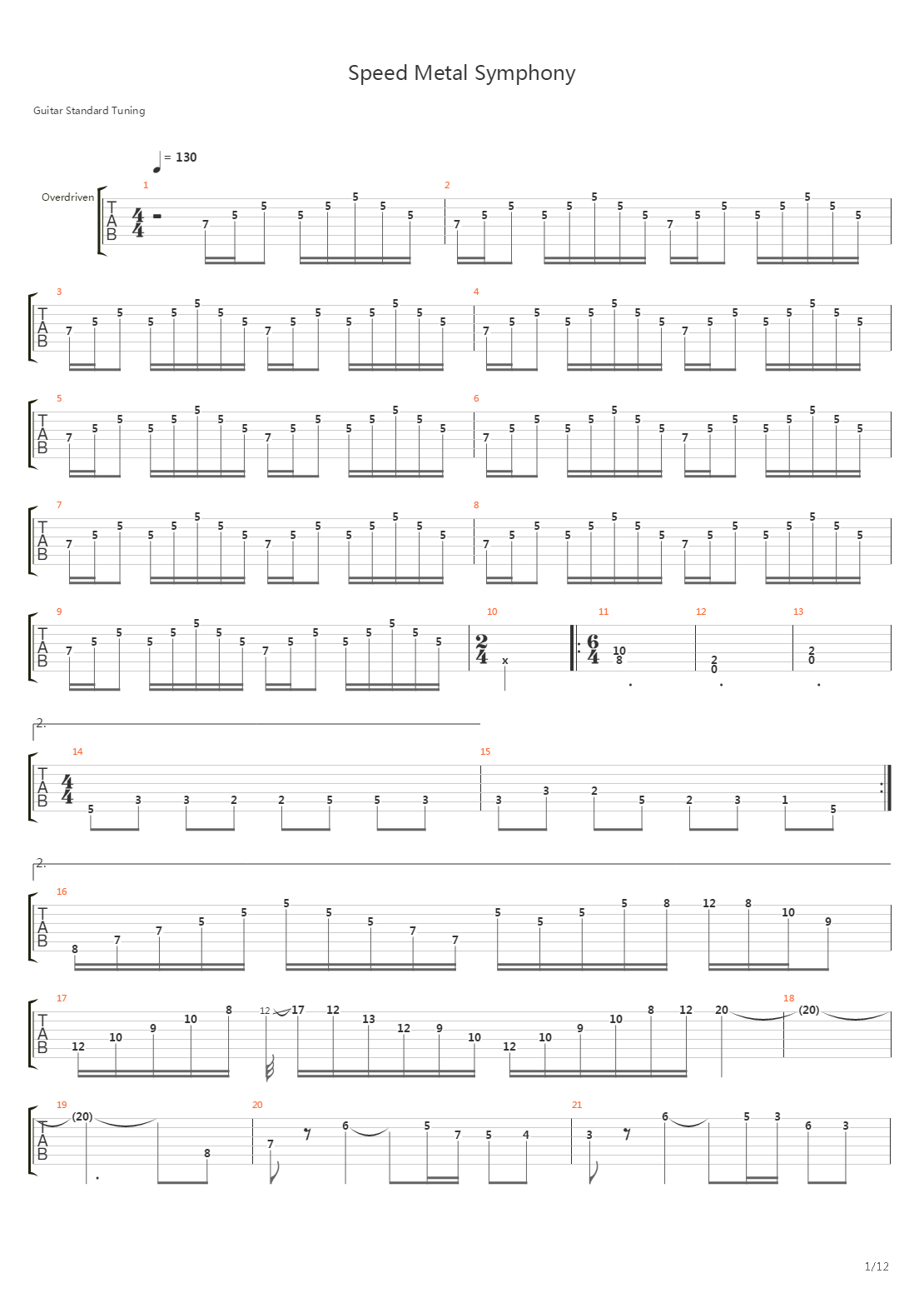 Speed Metal Symphony吉他谱