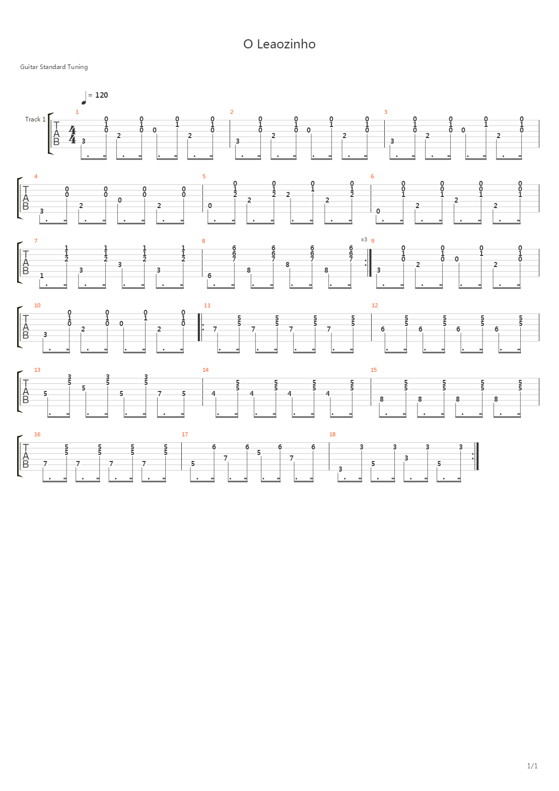 O Leaozinho吉他谱