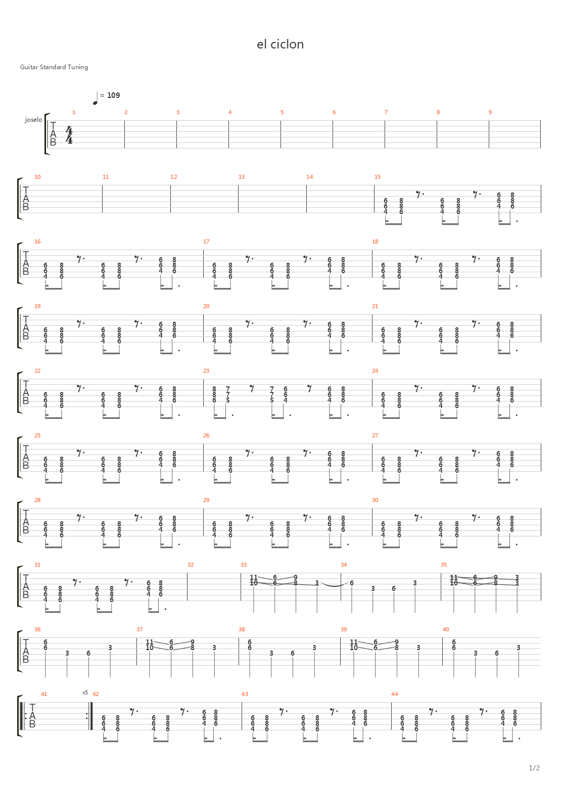 El Ciclon吉他谱