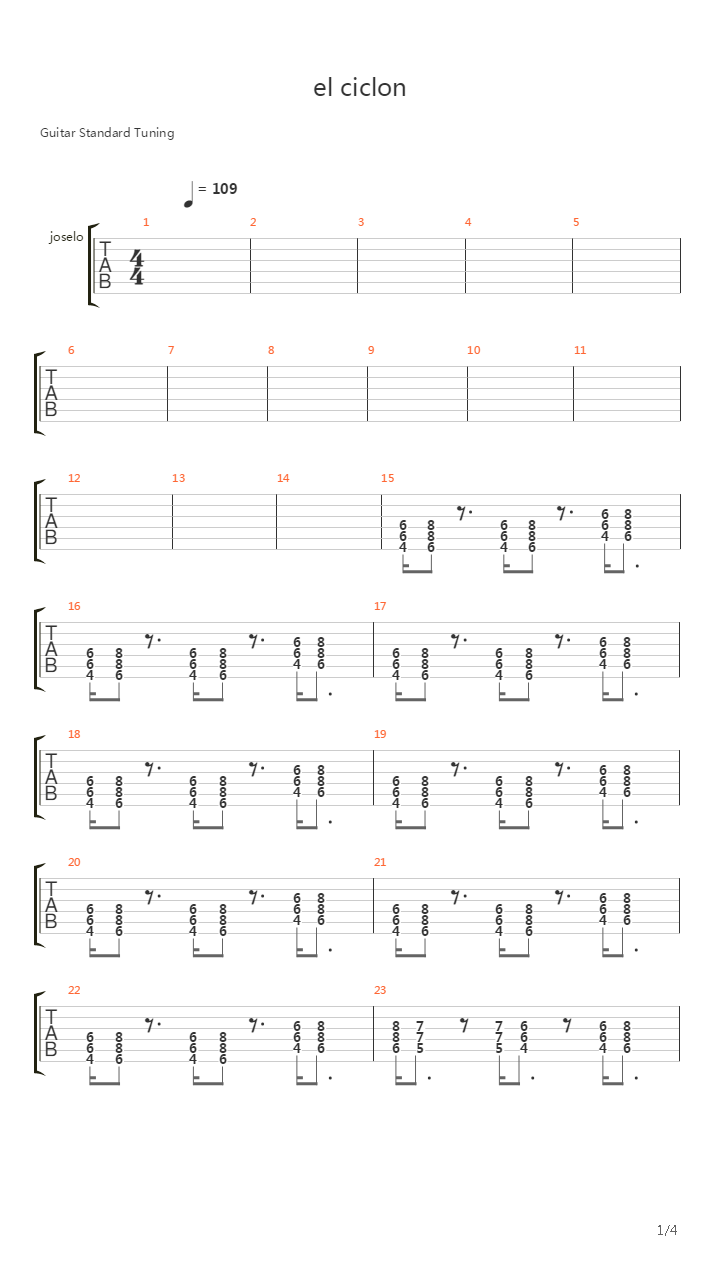 El Ciclon吉他谱