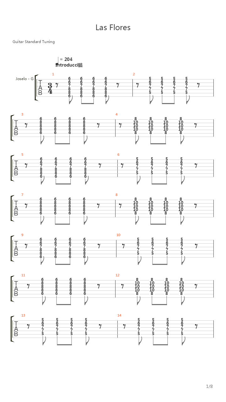 Las Flores吉他谱