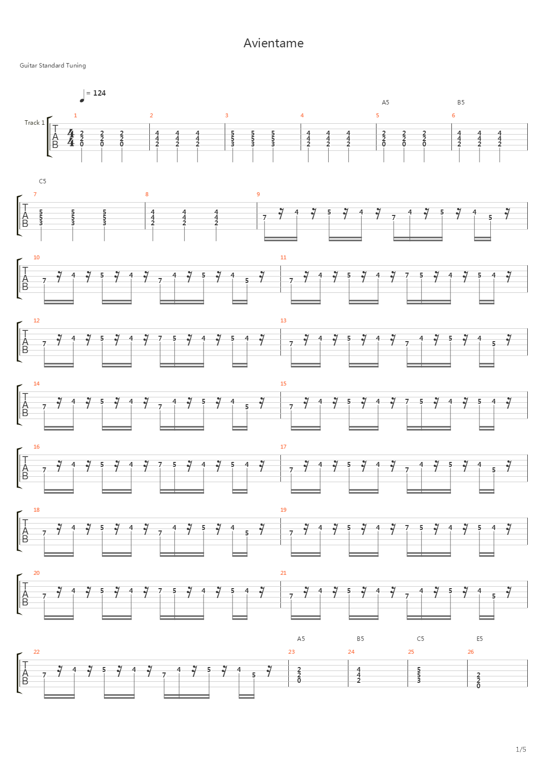 Avientame吉他谱