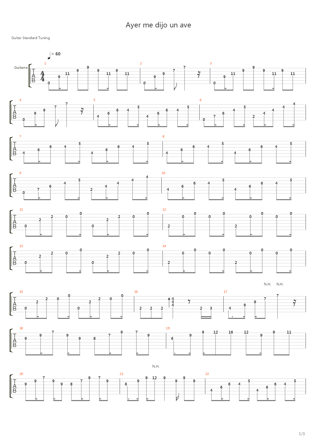Ayer Me Dijo Un Ave吉他谱