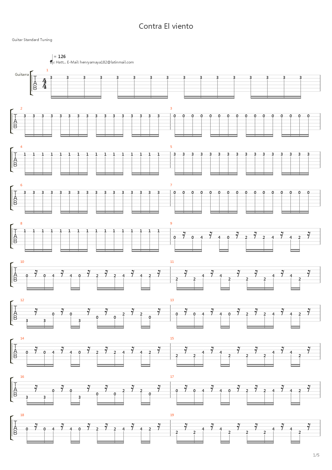 Contra El Viento吉他谱