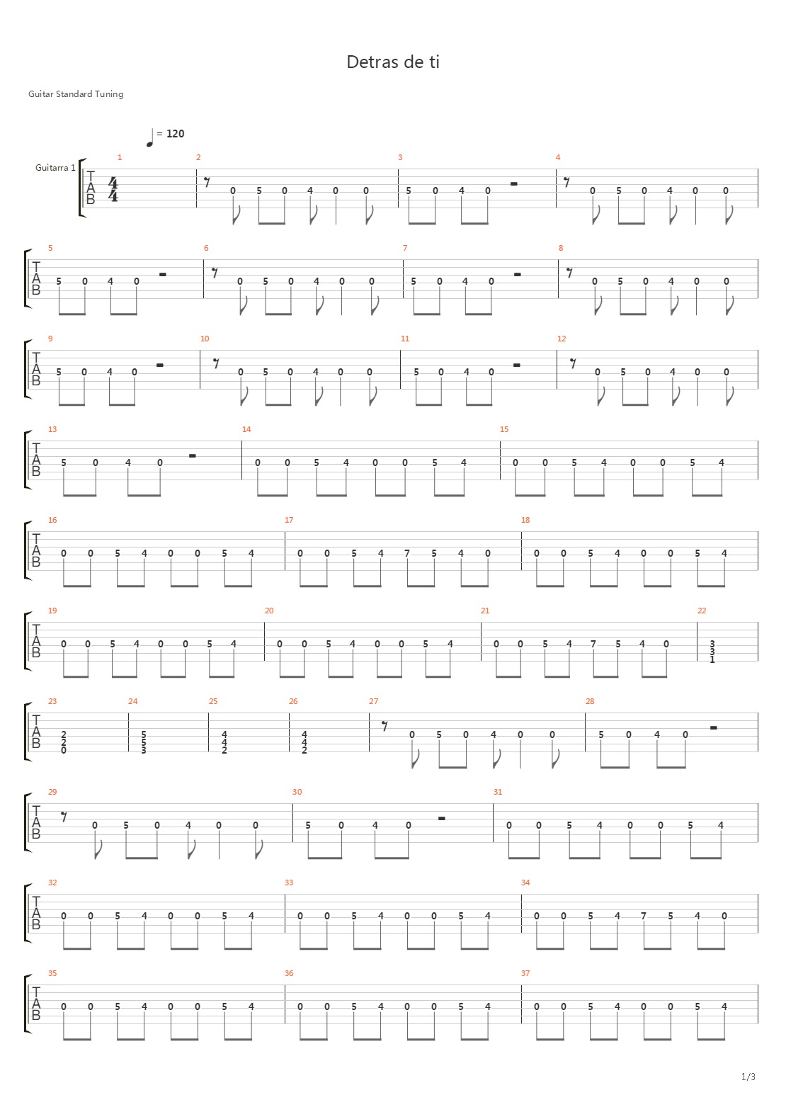 Detras De Ti吉他谱