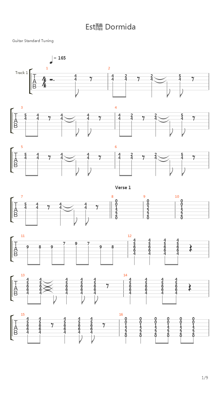 Ests Dormida吉他谱