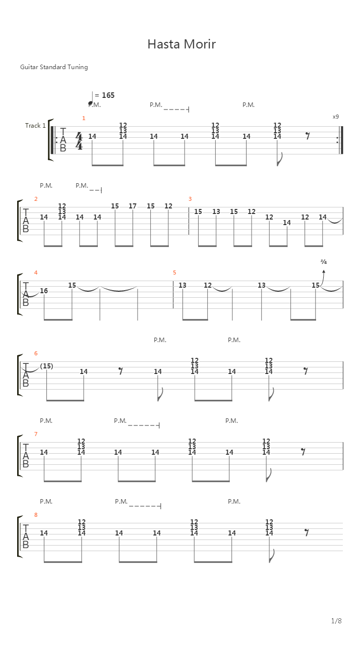 Hasta Morir吉他谱