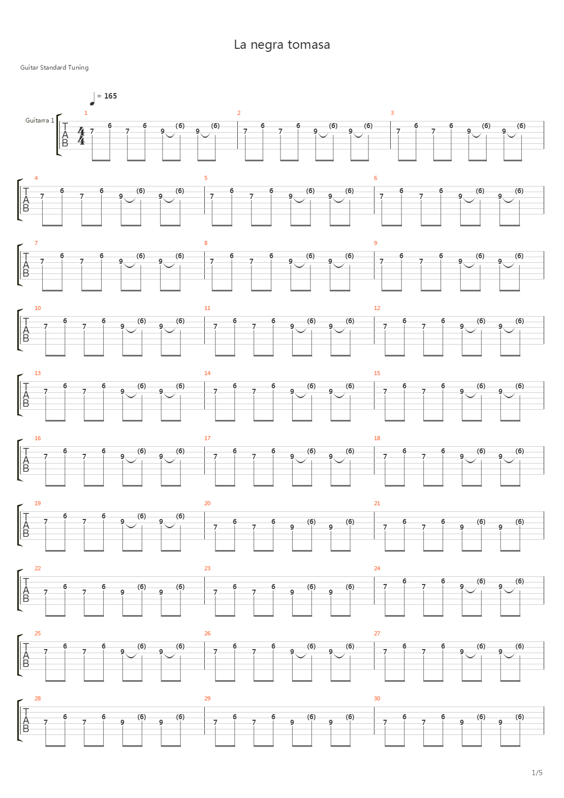 La Negra Tomasa吉他谱