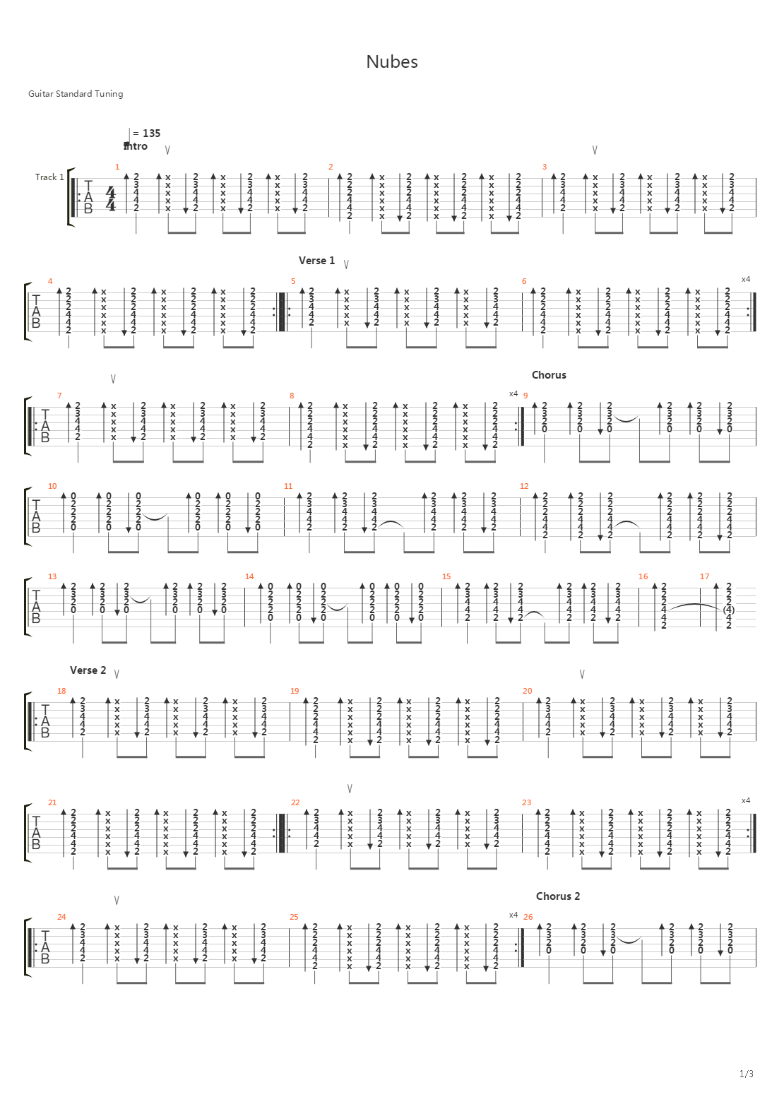 Nubes吉他谱