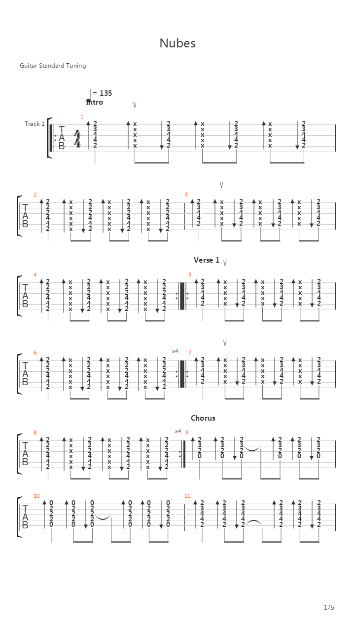 Nubes吉他谱