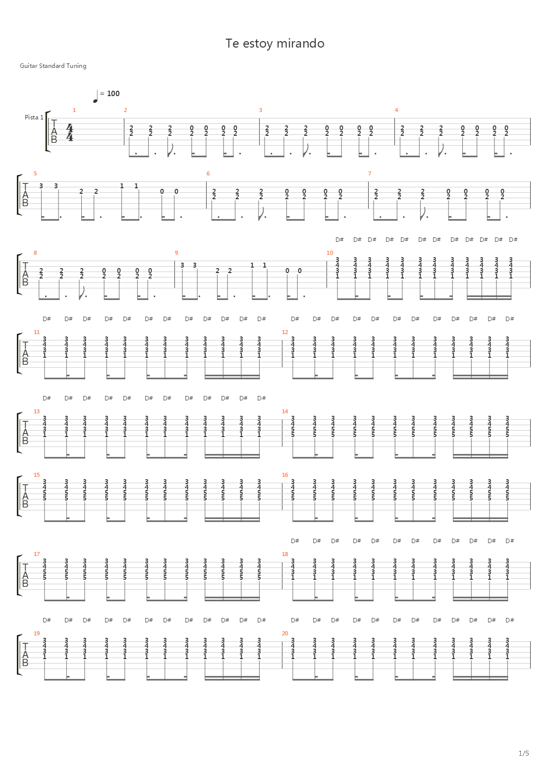 Te Estoy Mirando吉他谱