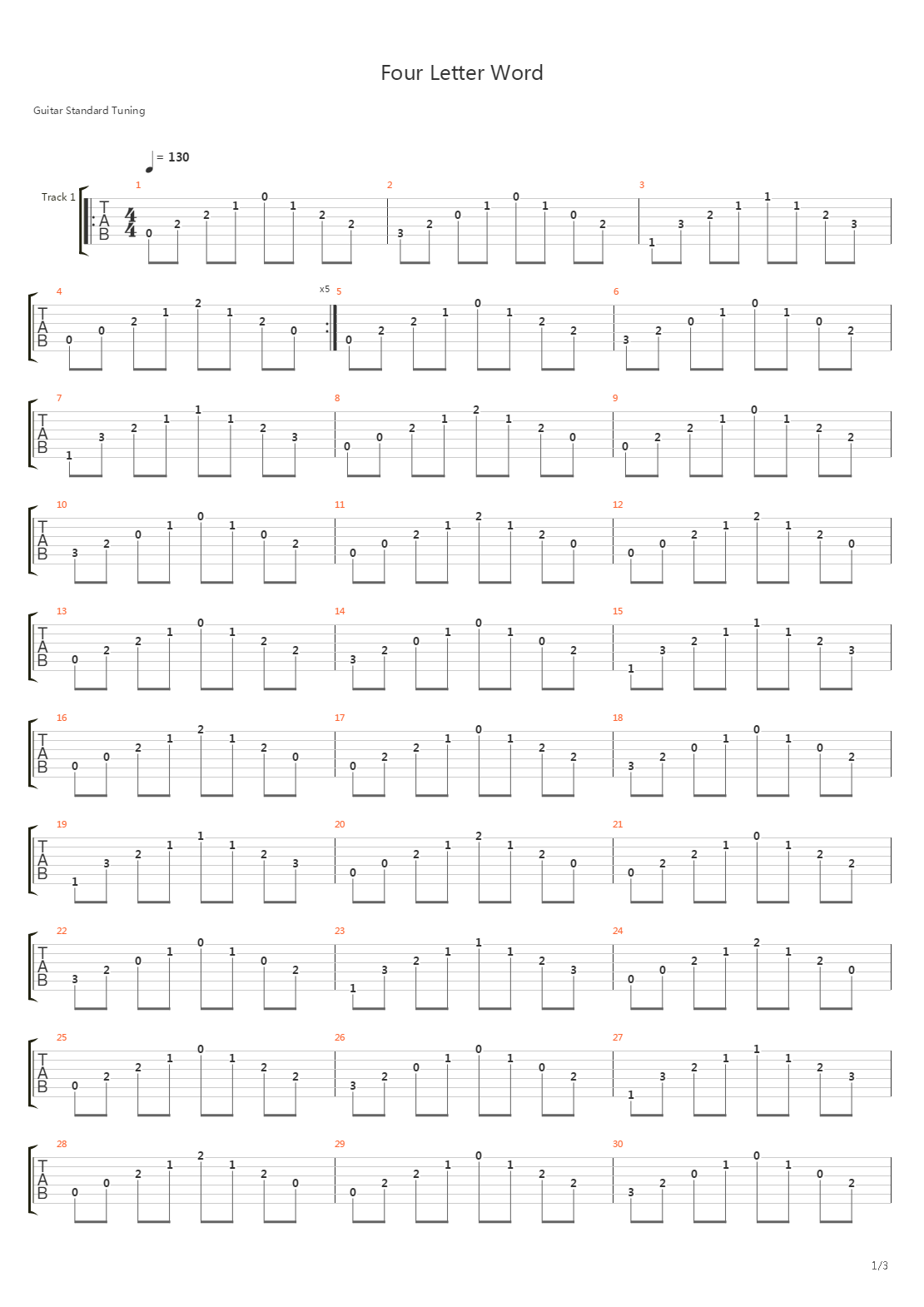 Four Letter Word吉他谱