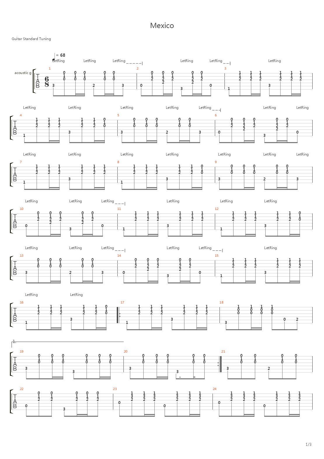 Mexico吉他谱