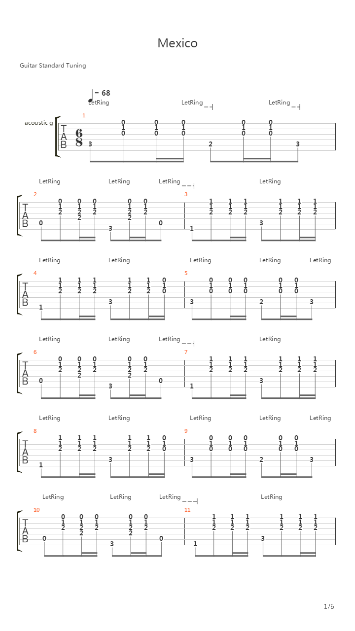 Mexico吉他谱