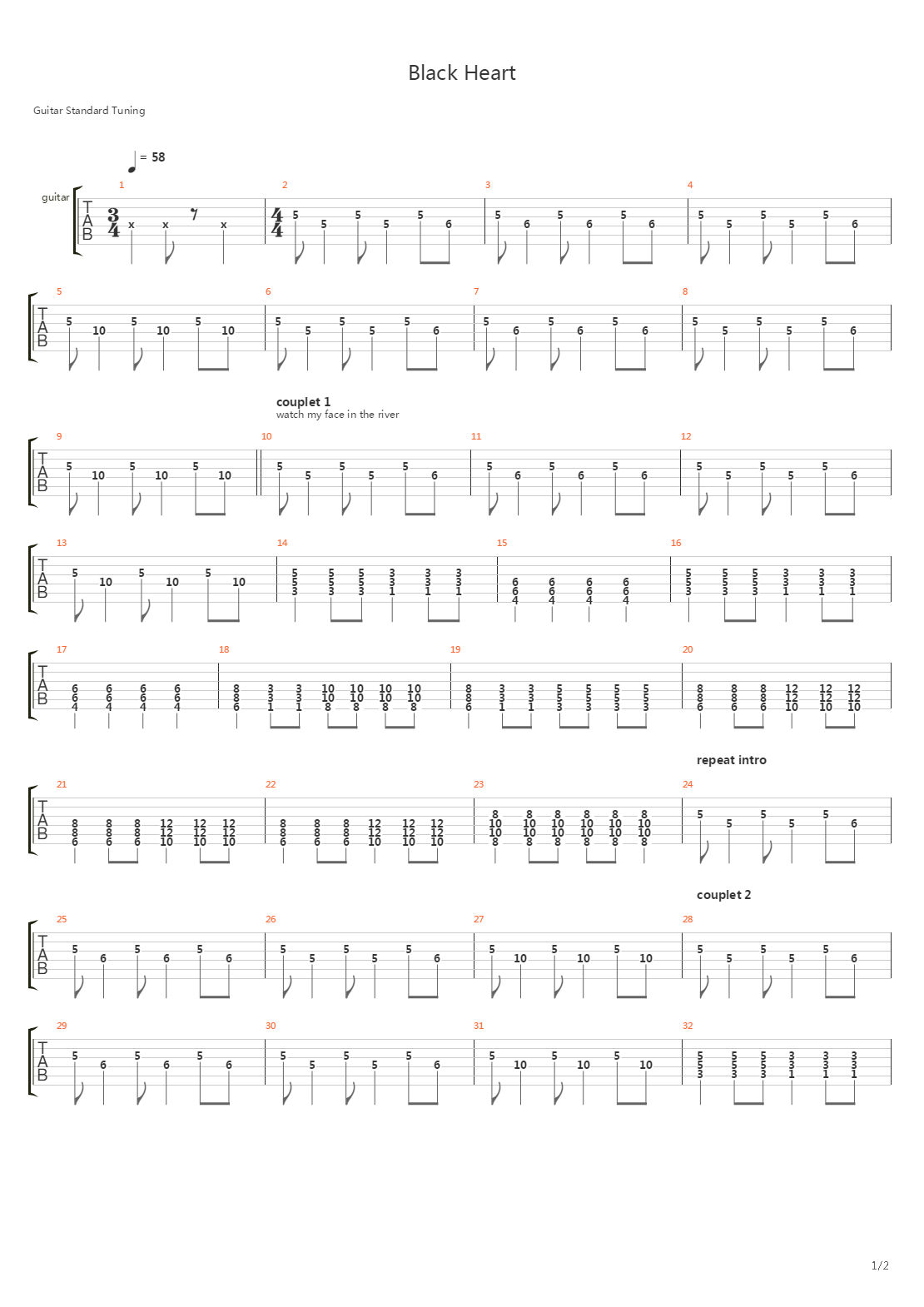 Black Heart吉他谱